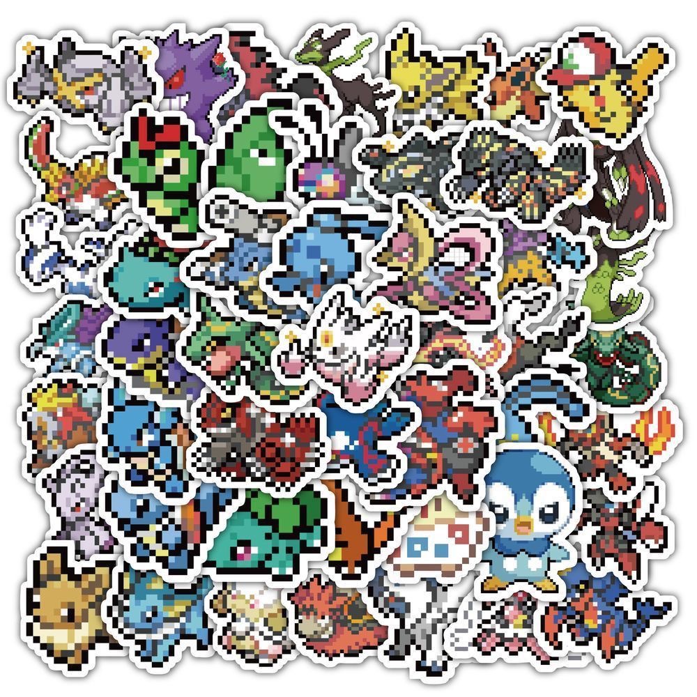 60Pcs Pixel Pokémon Stickers C - Laptop Accessories Case ulasan dan harga